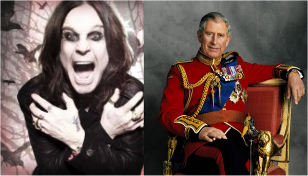 side by side photo of Ozzie Osbourne and Prince Charles